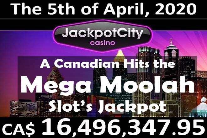 Mega Moolah win at Jackpot City on April 5, 2020
